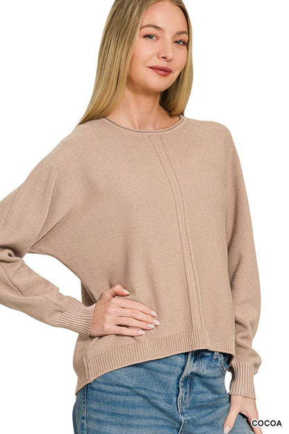 Viscose Front Seam Round Neck Sweater
