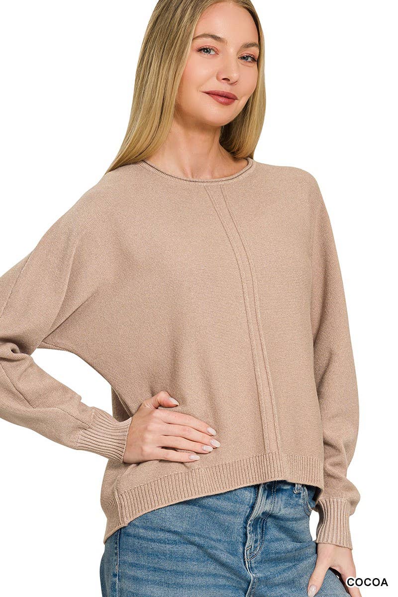 Viscose Front Seam Round Neck Sweater