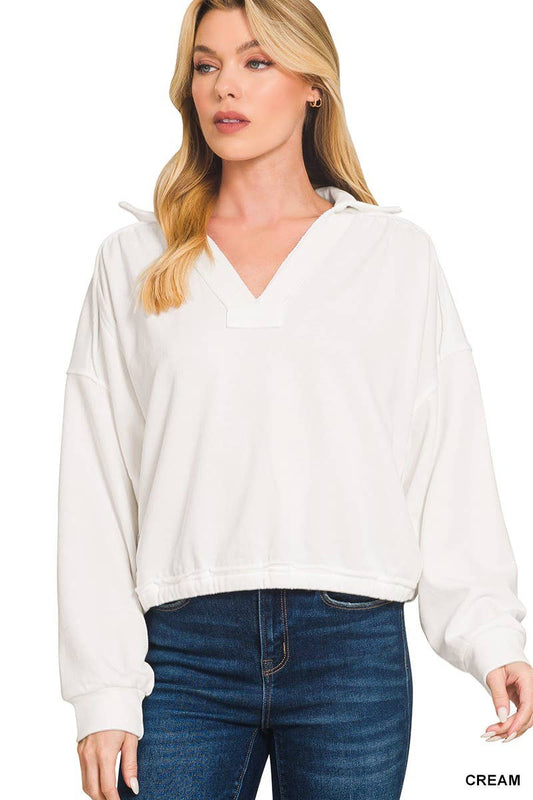 French Terry Collared Pullover