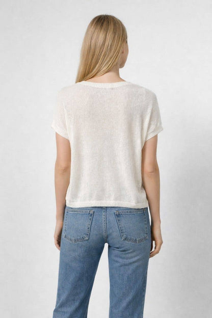 Vintage Flag Knit Tee - Whimsical Details - ["flag shirt","knit","knitted","shirt","t shirt","tshirt","white shirt"]