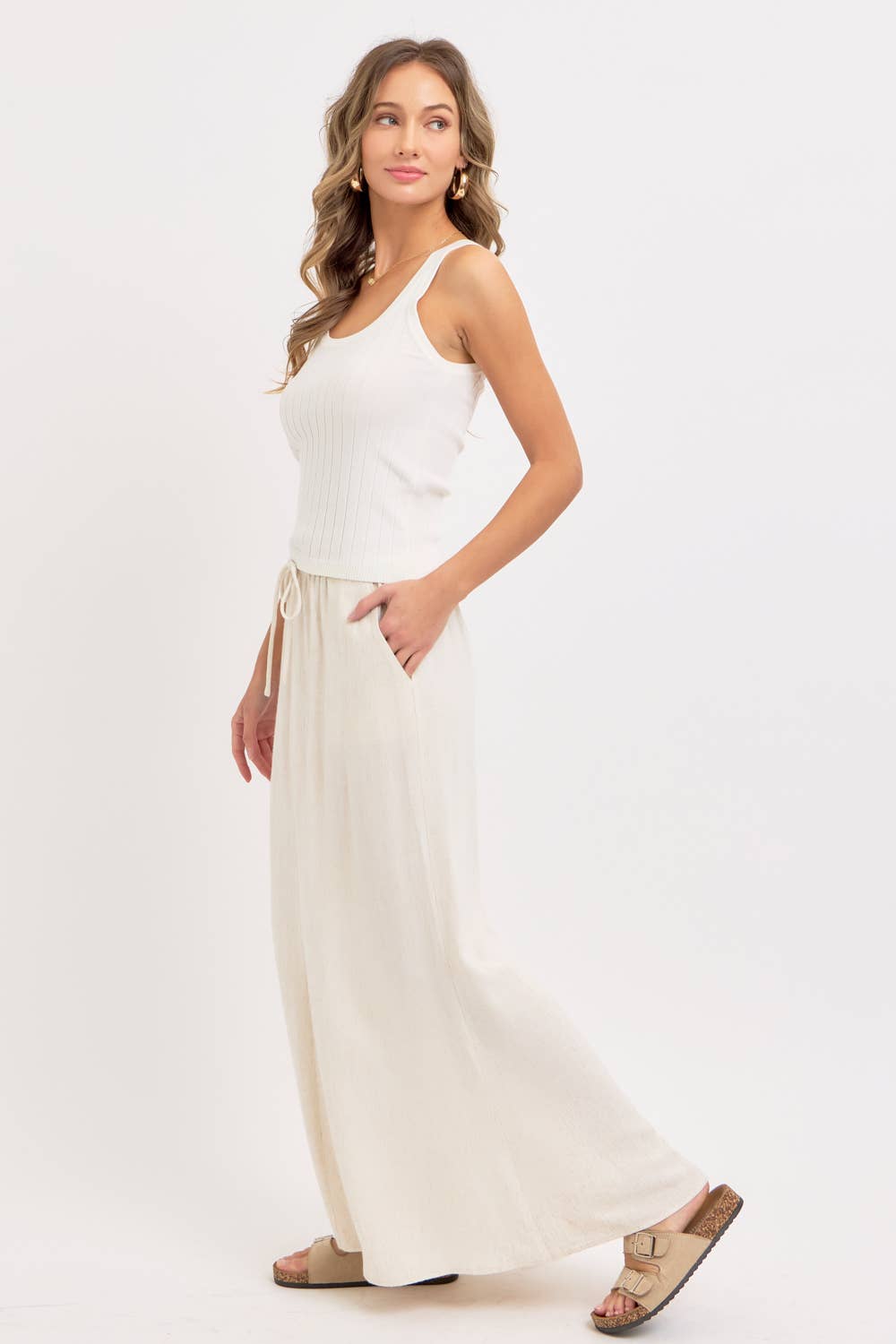 LINEN PULLOVER MAXI SKIRT - Whimsical Details - ["linen","Linen Dress","midi skirt","oatmeal","skirt"]