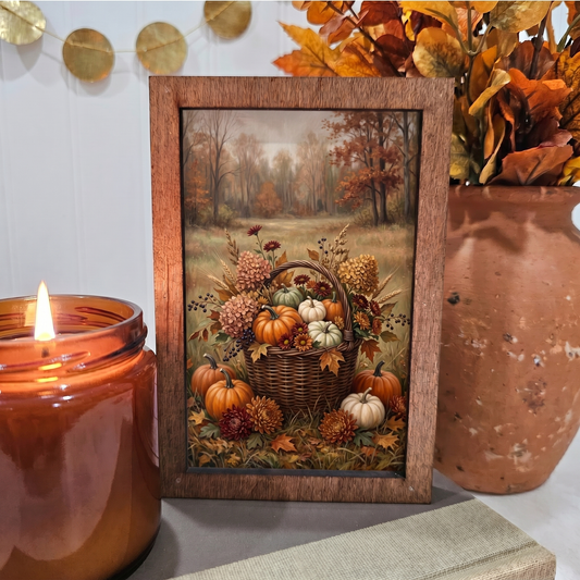 4x6 Fall Pumpkin Hydrangeas and Mums Plaque