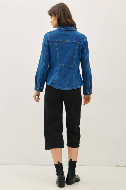 Fit and Flare Rider Denim Stretchy Jacket
