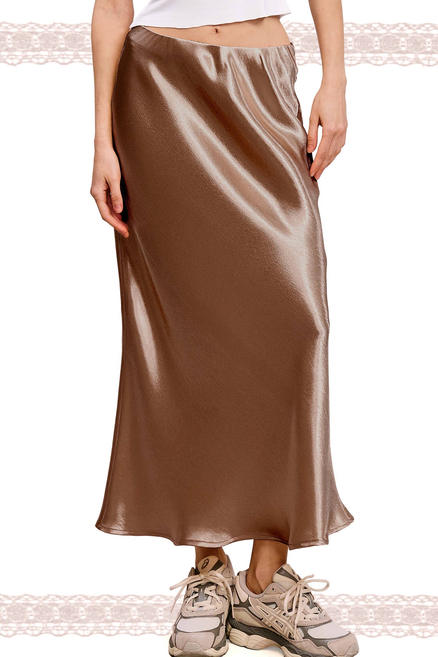 Dressy Satin Long Panel Silhouette Skirt