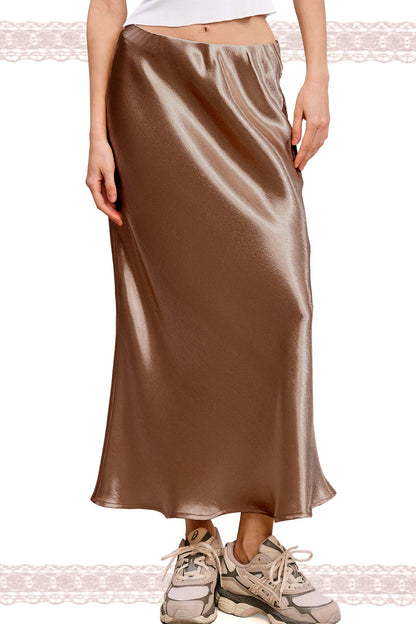 Dressy Satin Long Panel Silhouette Skirt
