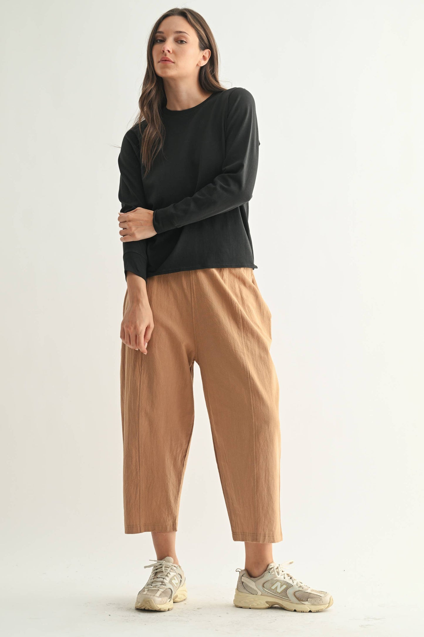 Stonewash Pima Cotton Boxy Long Sleeve - Whimsical Details - ["Basic","Red Clearance","shirt","tshirt","white shirt"]