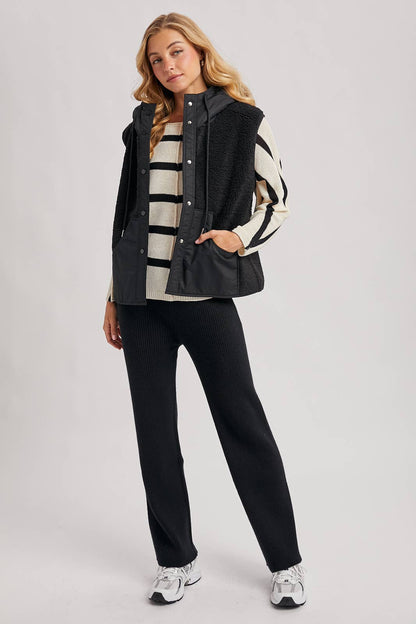 SHEER STRIPED OVERSIZE KNIT PULLOVER