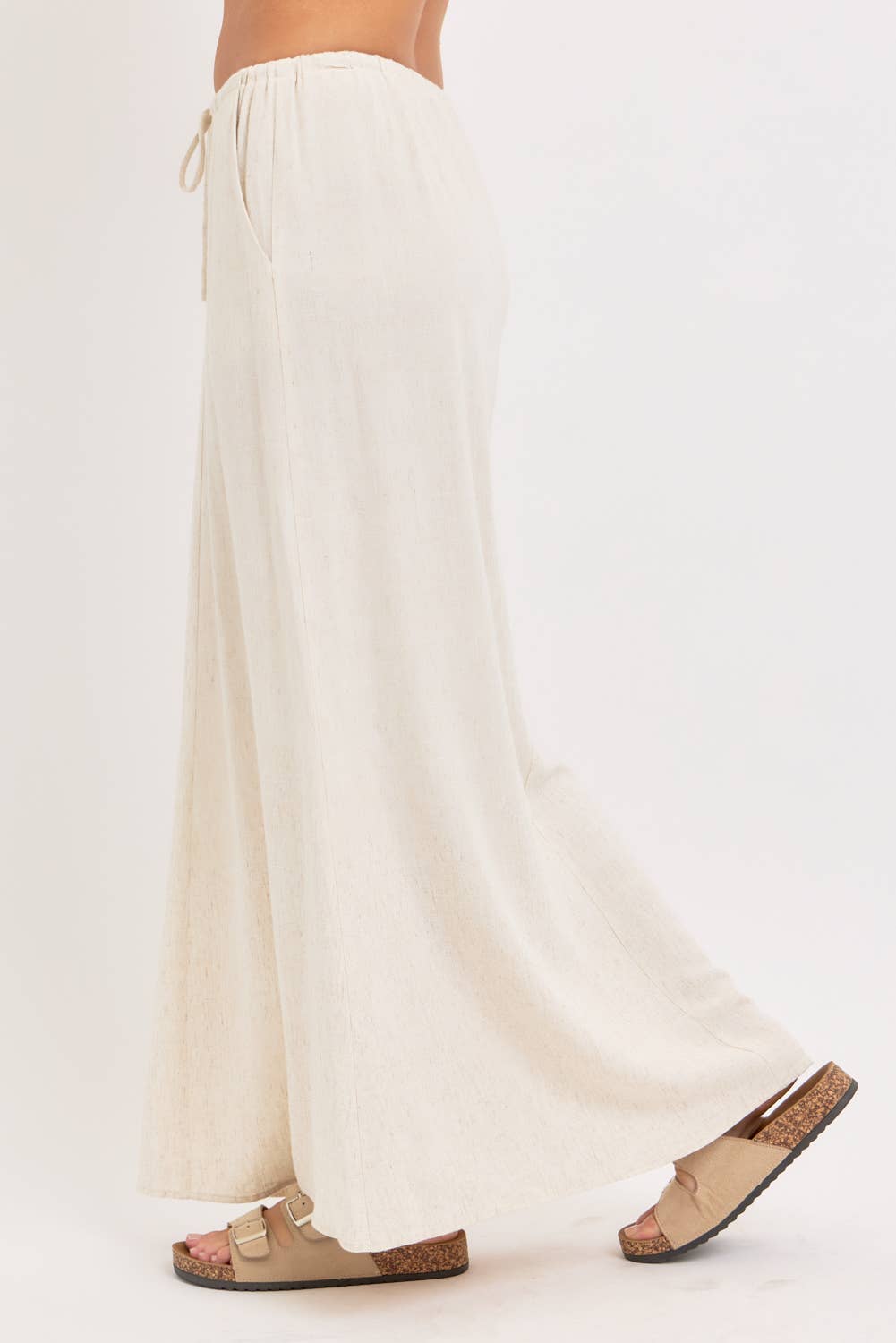 LINEN PULLOVER MAXI SKIRT - Whimsical Details - ["linen","Linen Dress","midi skirt","oatmeal","skirt"]