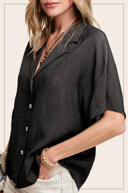 Lightweight Solid Button Down V-neck Shirts