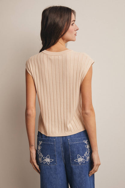 Ribbed Button-Front Knit Tank FSW0039