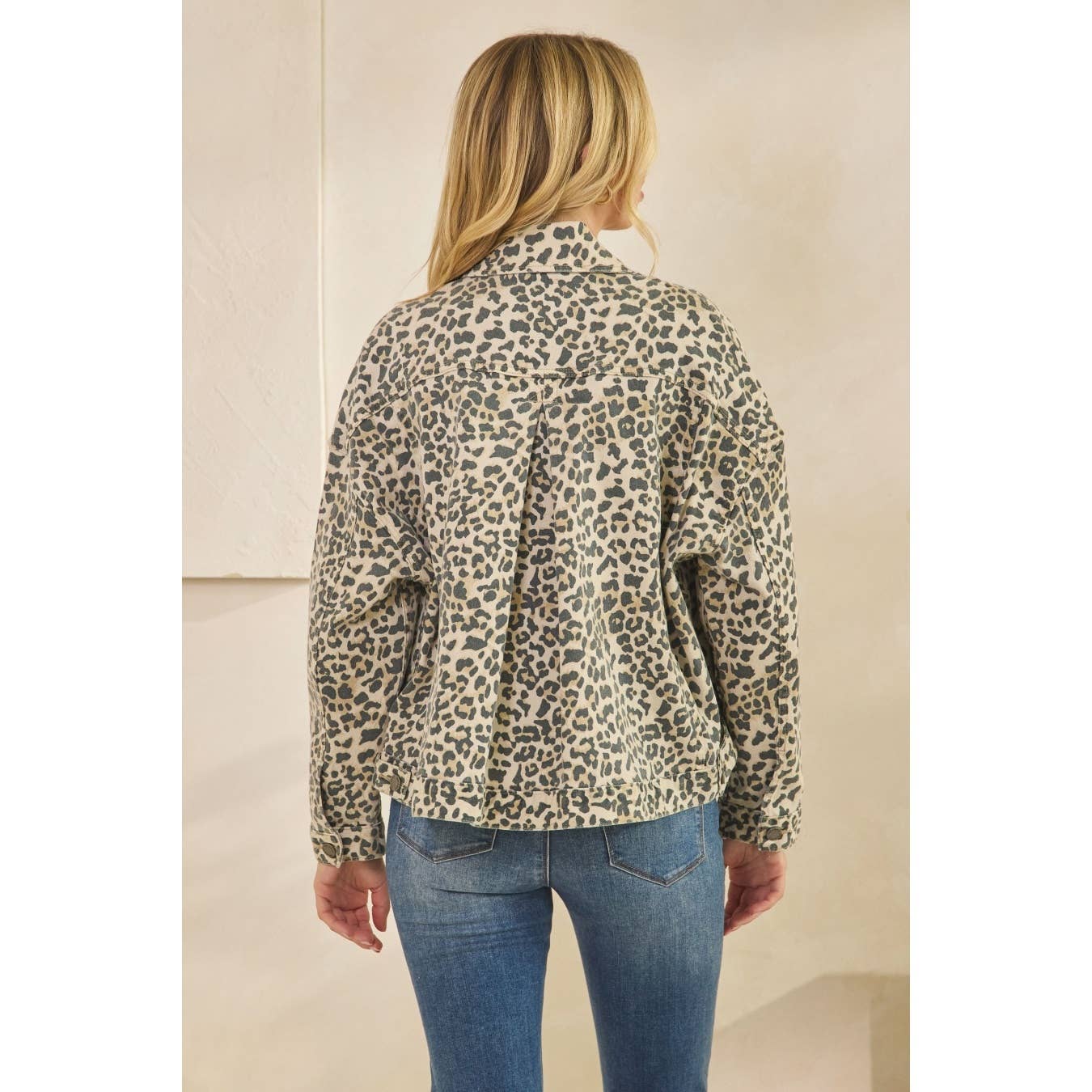 Leopard Printed Denim Jacket - Whimsical Details - ["Jacket","Jean jacket","leopard","leopard jacket","Safari Jacket"]