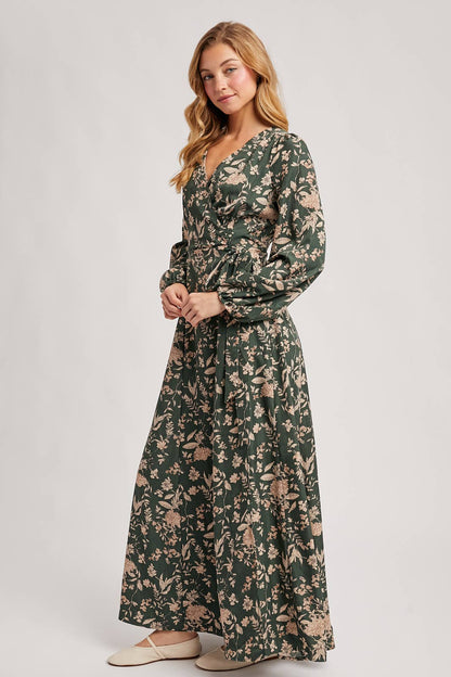 FLORAL PRINT WRAP MAXI DRESS