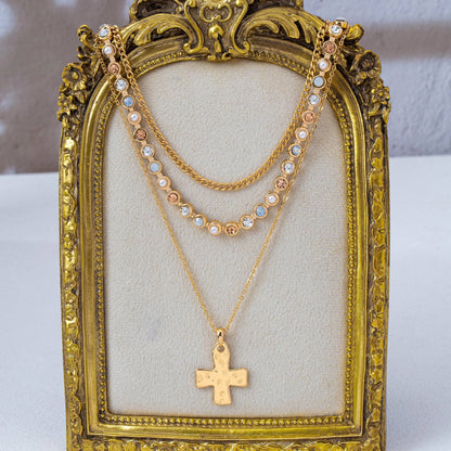 Brandt Multi-Layered Cross Pendant Necklace