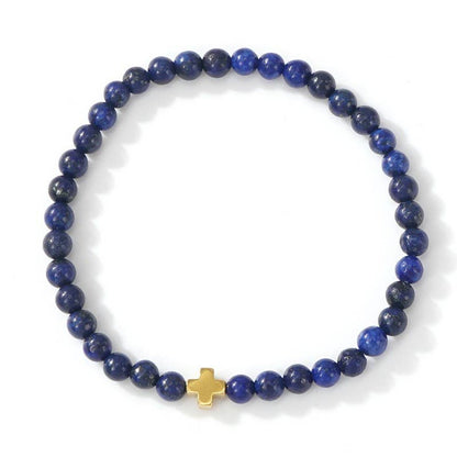 BOHO CROSS NATURAL STONE PERSONALIZED BRACELET | 40B5184 - Whimsical Details - []