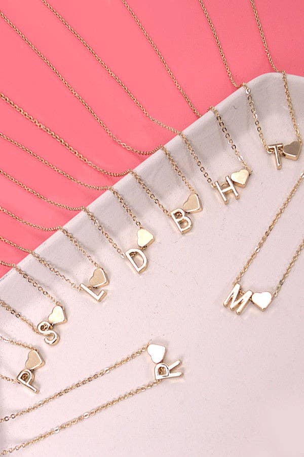 Brass Monogram Initial Heart Necklace