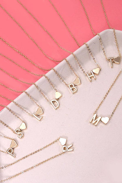 Brass Monogram Initial Heart Necklace