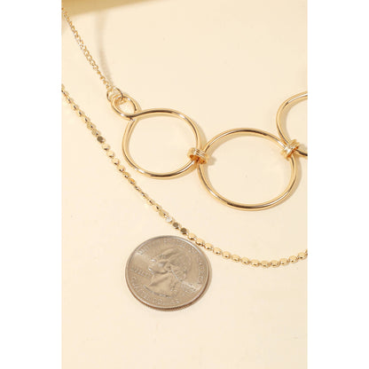 Triple Hoop Linked Layered Chain Necklace