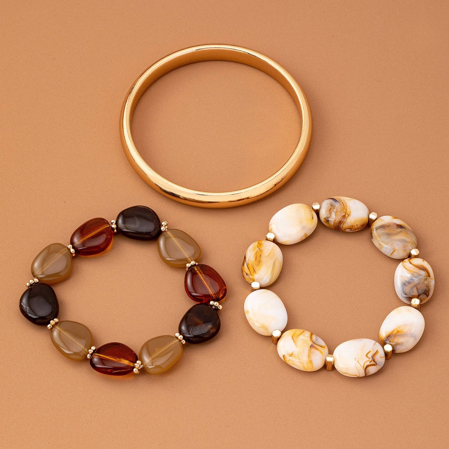 Laurie Multi Acrylic Facet Gold Bracelet Set