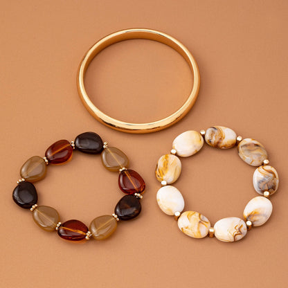 Laurie Multi Acrylic Facet Gold Bracelet Set