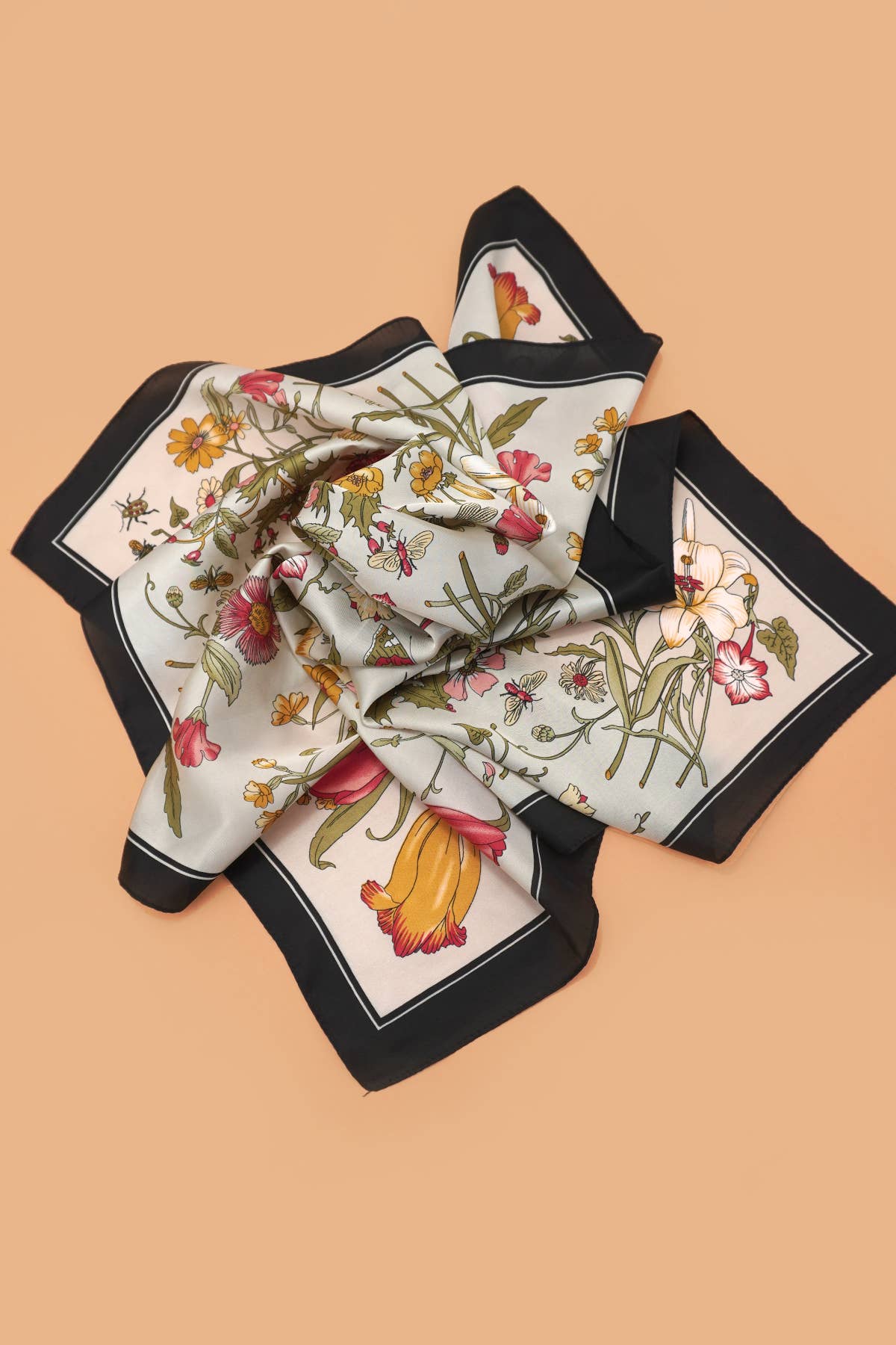 LARGE FLORAL PRINT BANDANA SCARF - Whimsical Details - ["bag charm","scarf"]