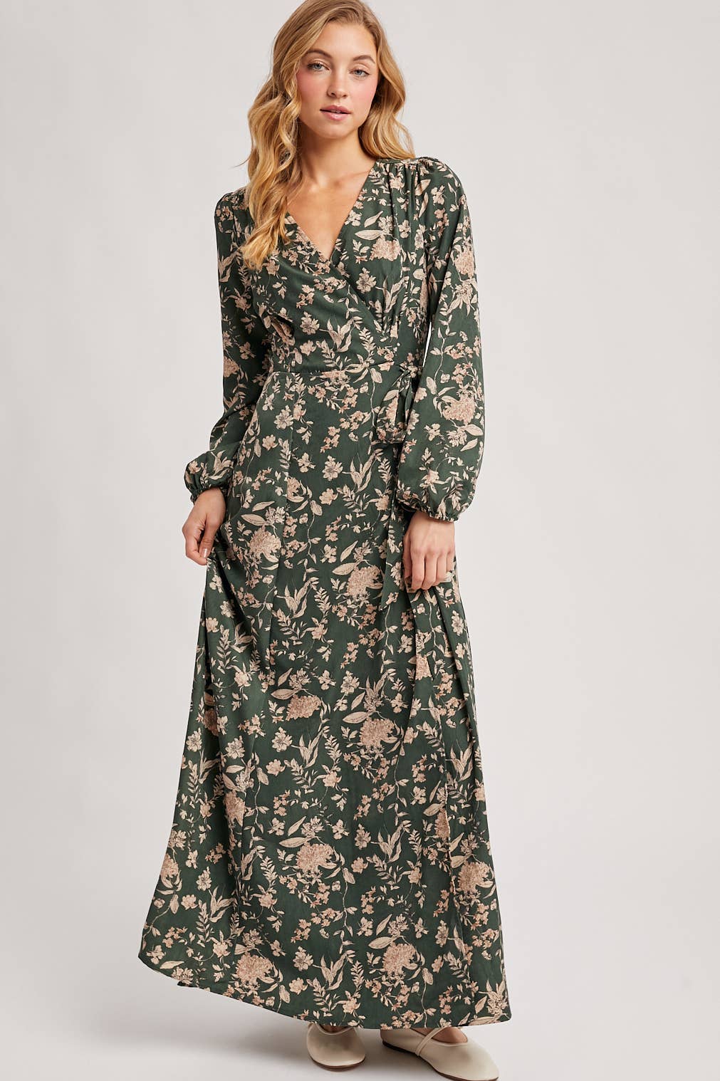 FLORAL PRINT WRAP MAXI DRESS