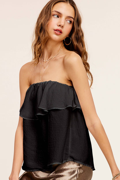 Off Shoulder Ruffle Detail Tube Top