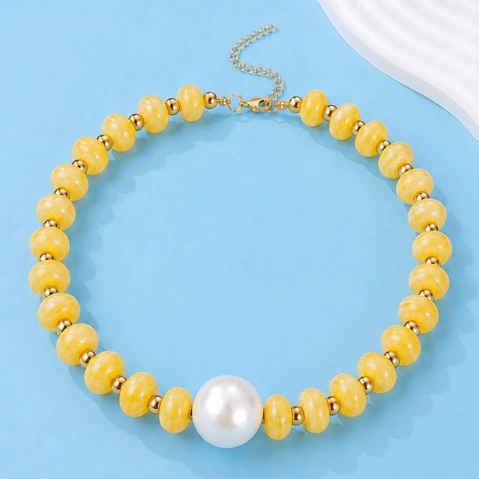 Terri Pearl Pendant Resin Beaded Necklaces