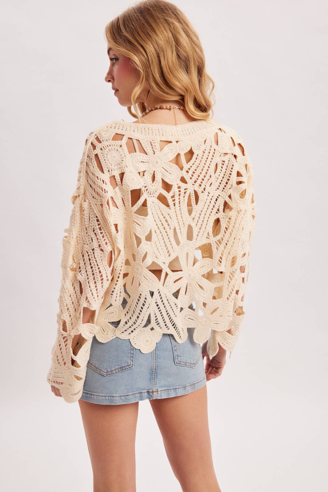 OVERSIZED OPEN-WORK CROCHET TOP
