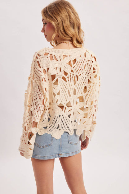 OVERSIZED OPEN-WORK CROCHET TOP
