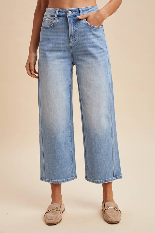 Stretch Cotton Side Panel Detailed Wide Leg Pants