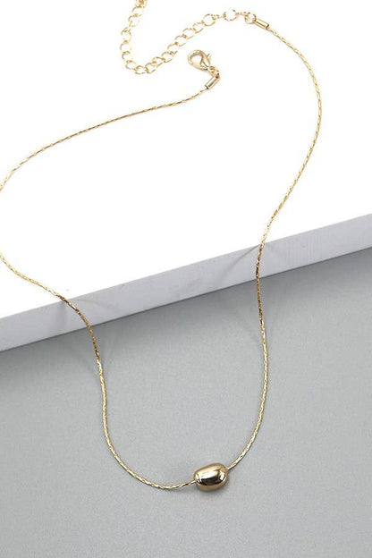 BOSTON BRASS DIAMOND CUT CHAIN BEAN CHARM NECKLACE
