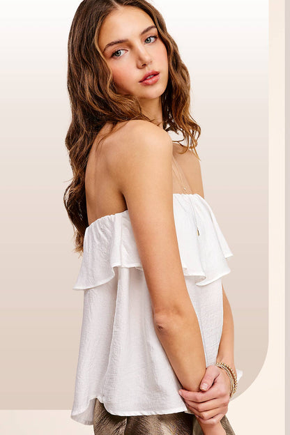 Off Shoulder Ruffle Detail Tube Top
