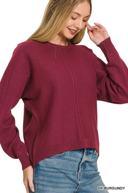 Viscose Front Seam Round Neck Sweater