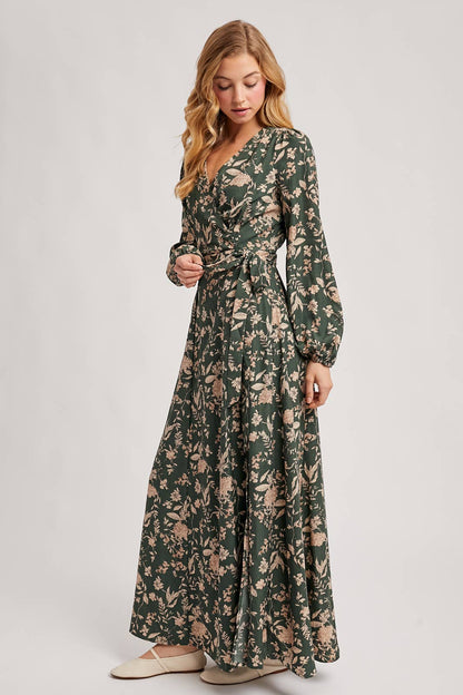 FLORAL PRINT WRAP MAXI DRESS