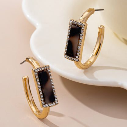 Tiffany Tortoise & Pavé Gold Hoop Earrings