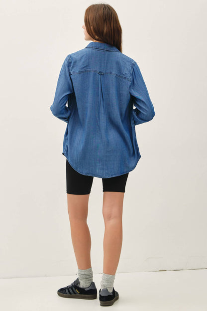 DENIM LOOK LONGSLEEVE TENCEL SHIRT