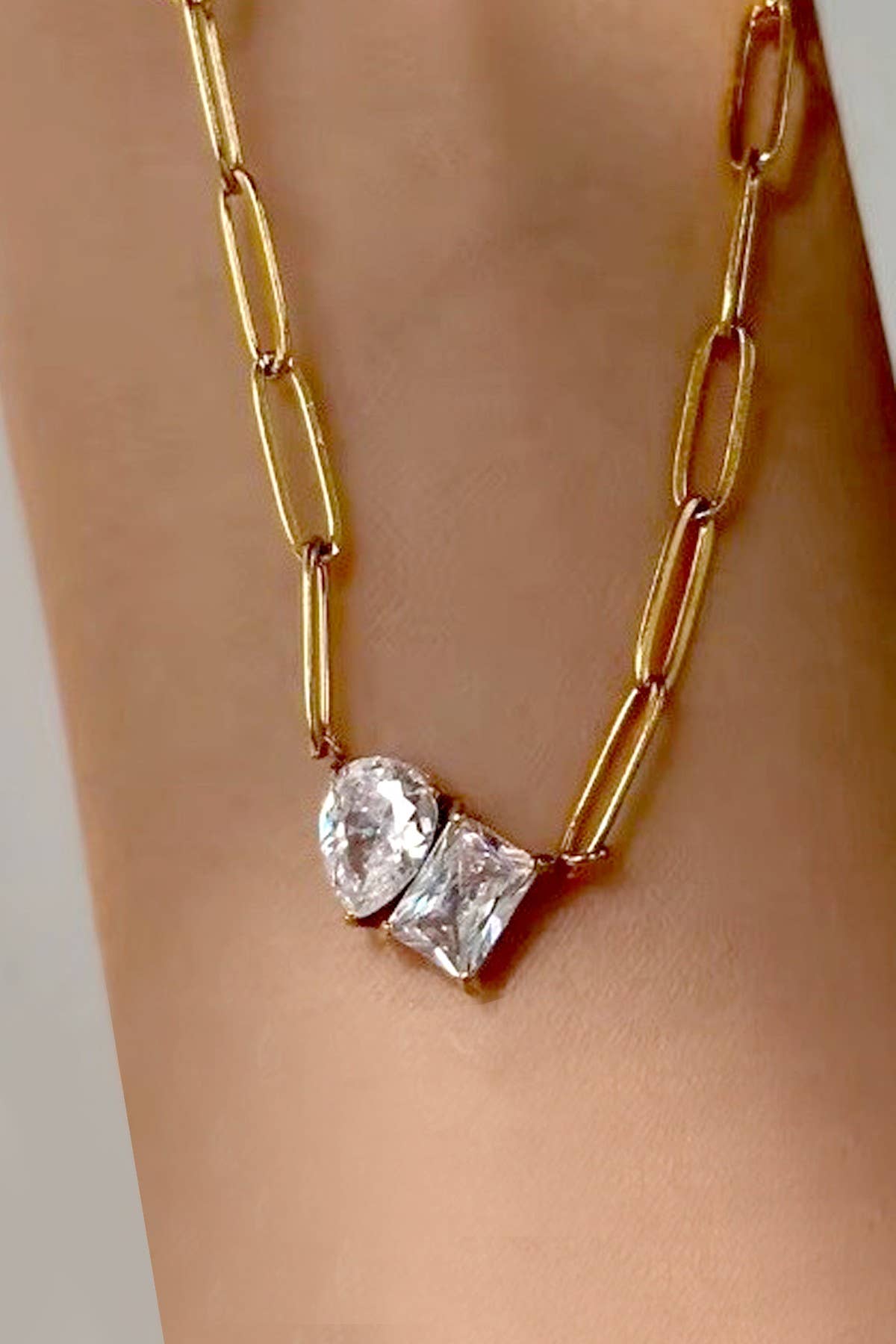 Heather 18K Stainless Steel Tarnish Free Rhinestone Necklace