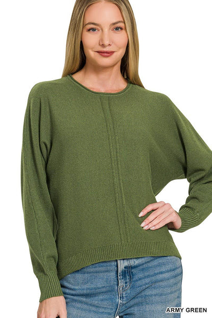 Viscose Front Seam Round Neck Sweater