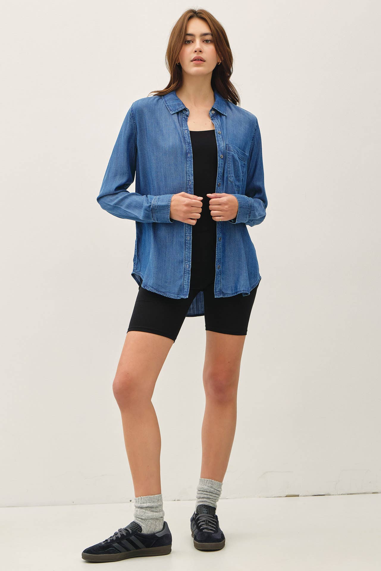 DENIM LOOK LONGSLEEVE TENCEL SHIRT