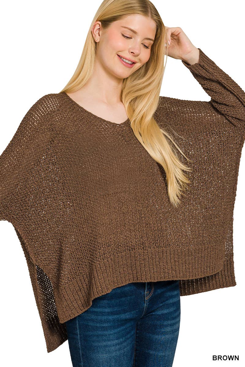 Dolman Sleeve V-neck Sweater