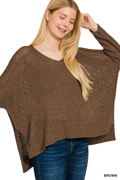 Dolman Sleeve V-neck Sweater