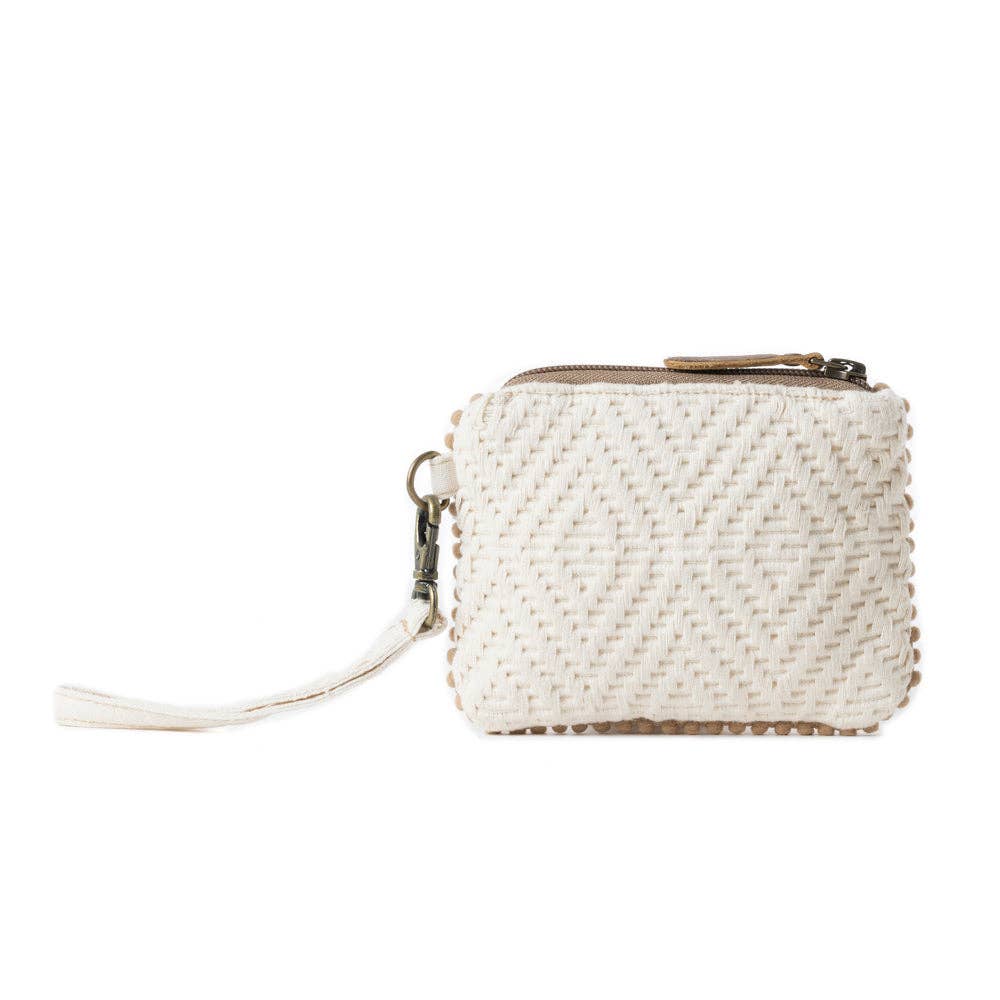 Sierra Whisper Woven Pouch in Dusty Ivory - Whimsical Details - ["bag","Brown Purse","cream purse","crochet purse","wallet","woven purse"]