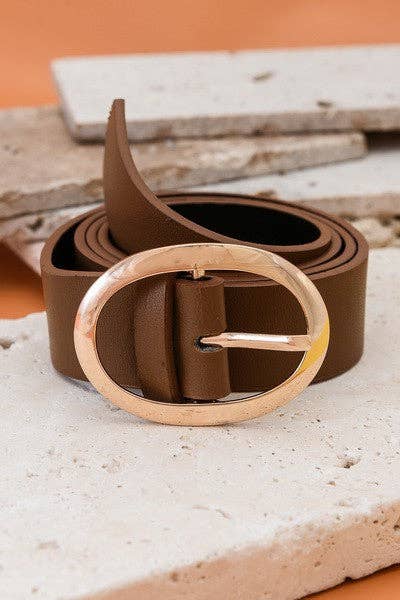 Classic Oval Buckle Leather Belt