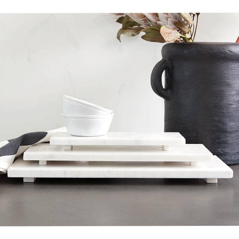 Medium White Marble Tray - Whimsical Details - []