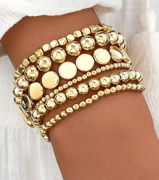 ELLIE MULTI BALL CHAIN BEAD MIX STRETCHABLE BRACELET