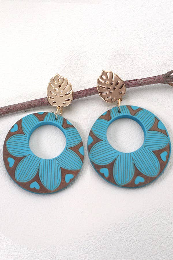Matte Gold Leaf Flower Print Earrings
