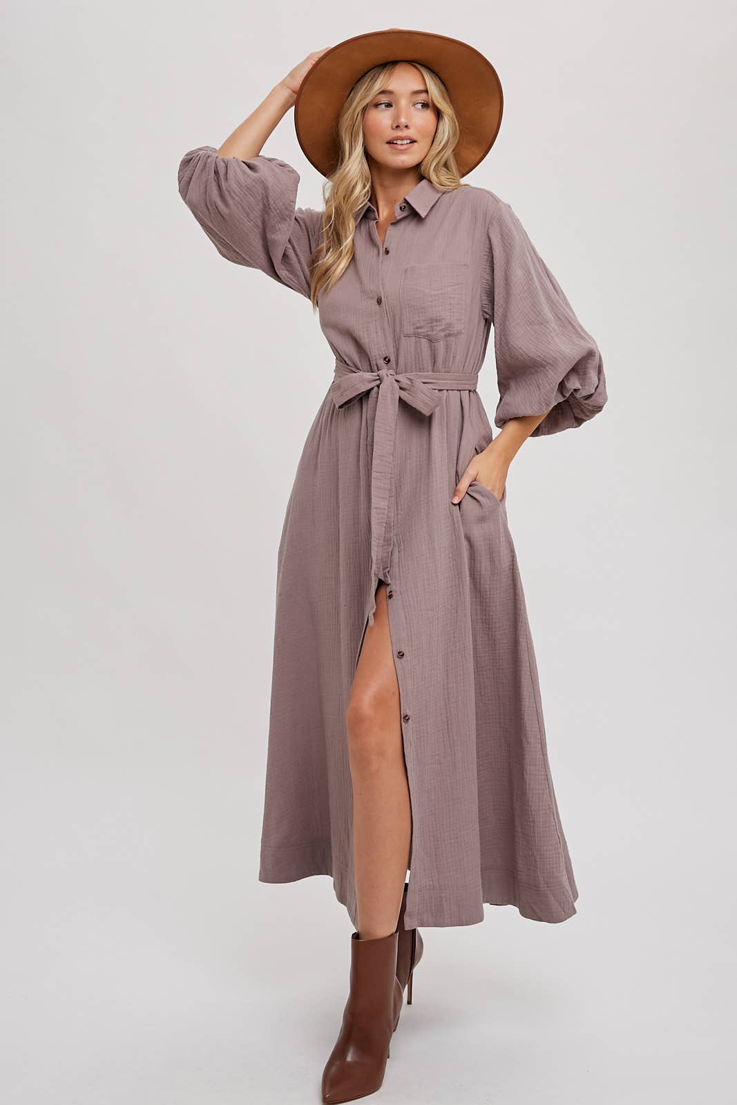 Bubble Sleeve Midi Dress - Whimsical Details - summer, transition