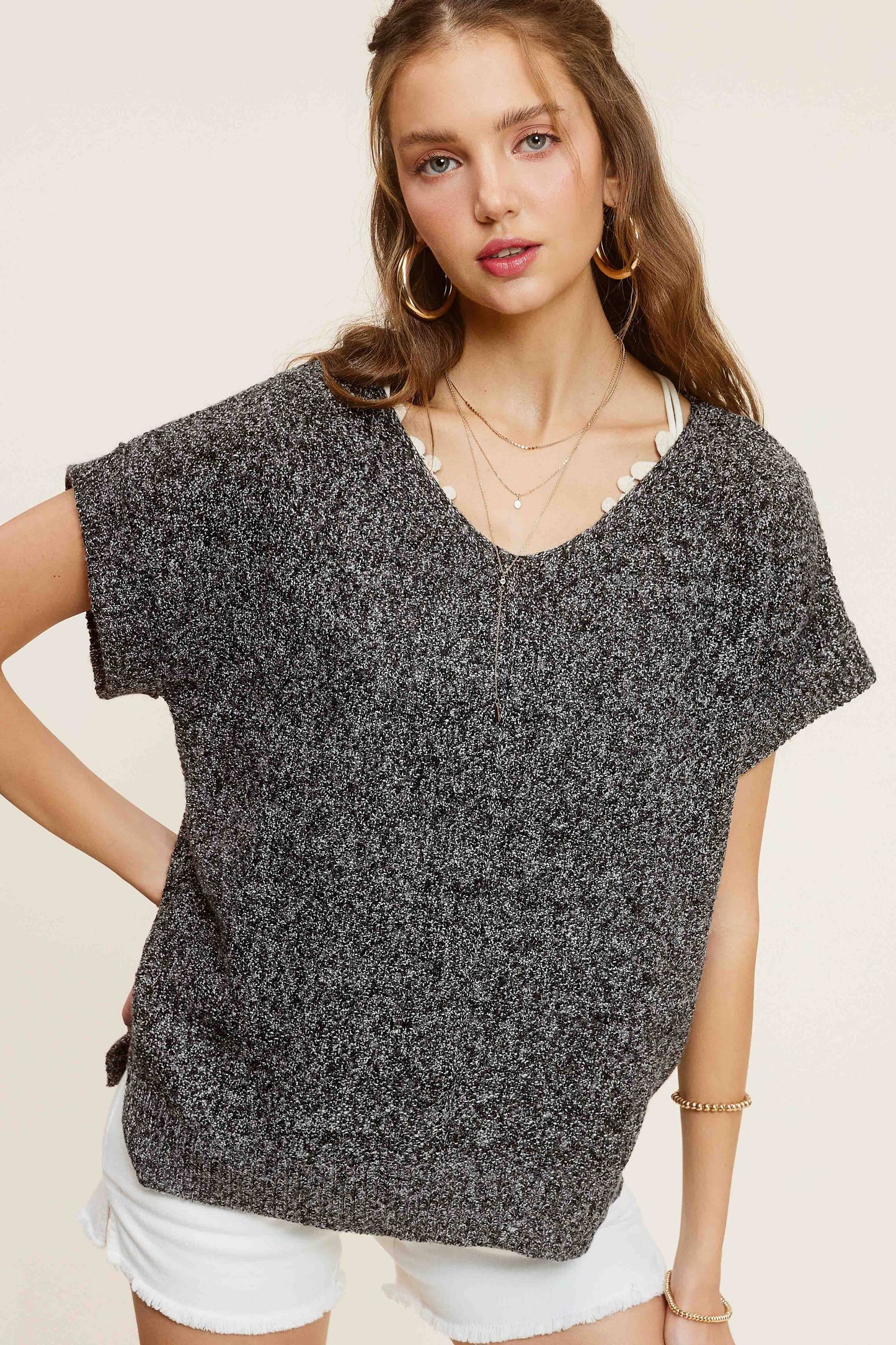 Soft Lightweight Loose Fit Textured Pullover Sweater