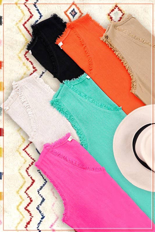 Soft Washed Gauze Cut Edge V-neck Top