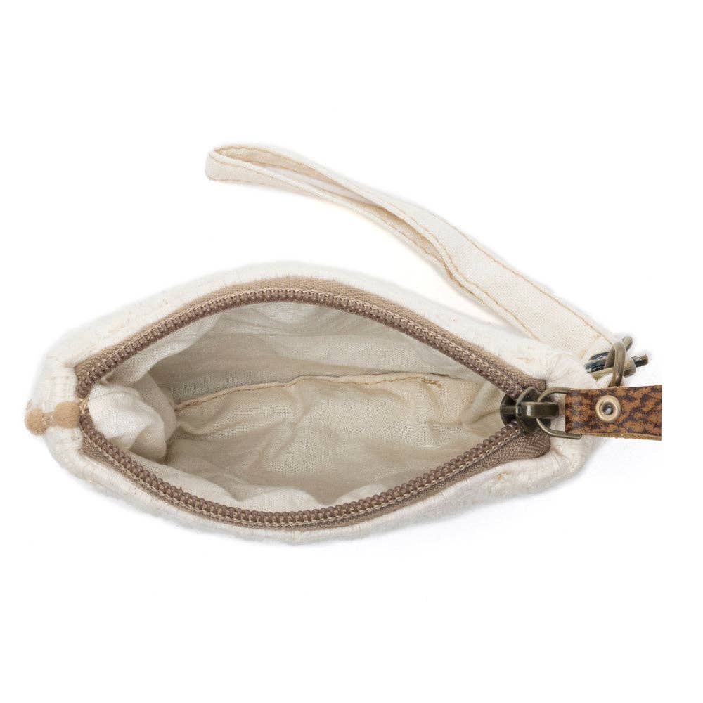 Sierra Whisper Woven Pouch in Dusty Ivory - Whimsical Details - ["bag","Brown Purse","cream purse","crochet purse","wallet","woven purse"]